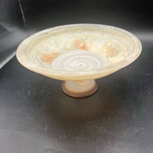Murano Cream and Brown Ceramic Pedestal Bowl